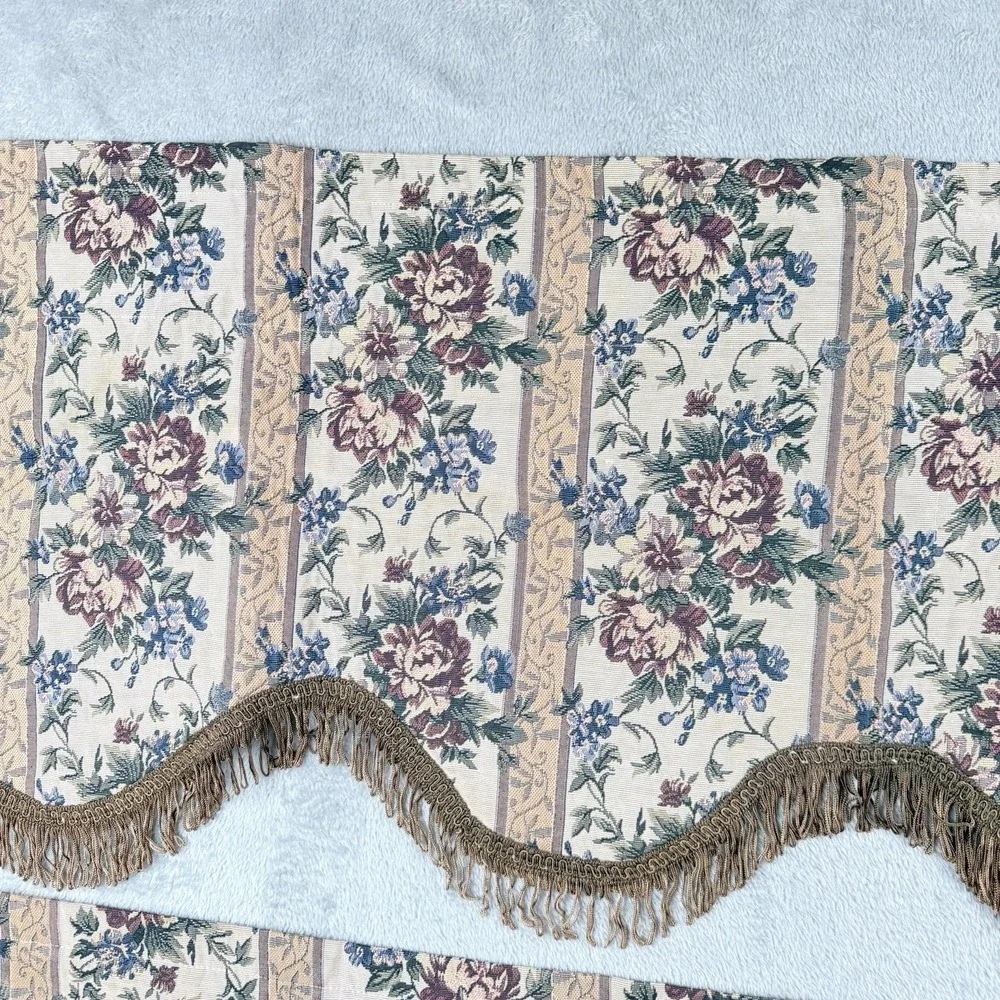 Waverly Felicite‎ Jacobean Valance Set Dark Florals Whimsigoth Fringe 50